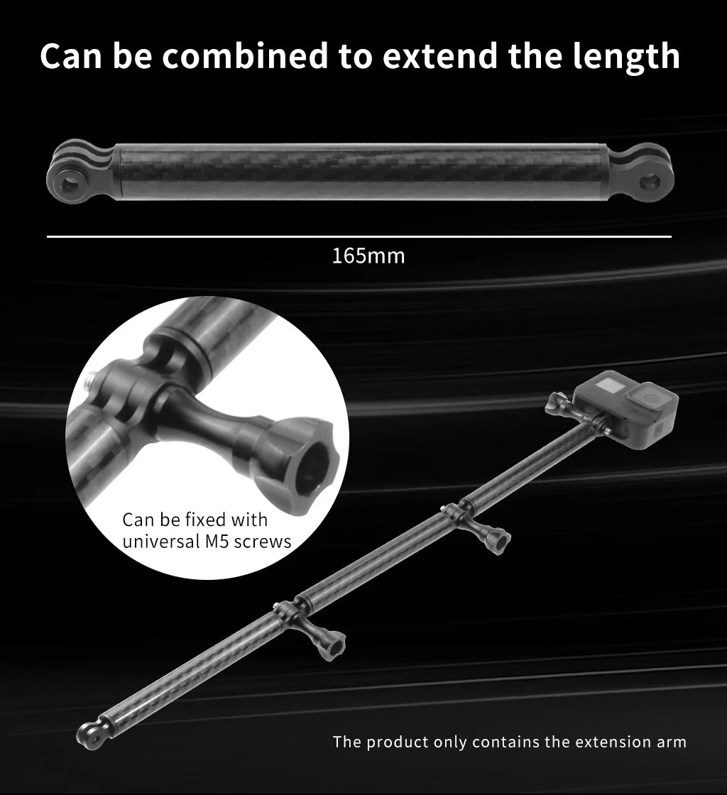 Carbon Fiber Helmet Extension Arm – Selfie Mount for GoPro and Insta360