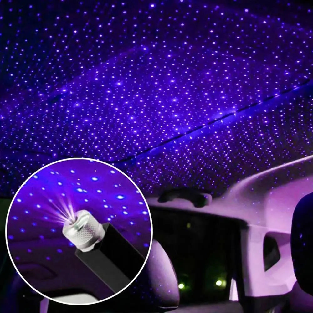 USB LED Star Projector – Adjustable Galaxy Atmosphere Lamp for Car Interior
