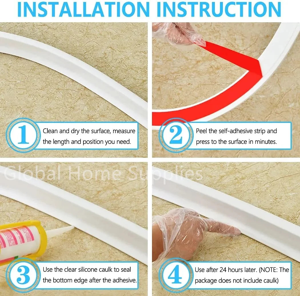 Silicone Water Retaining Strip – Flexible Barrier for Bathroom Shower Floor