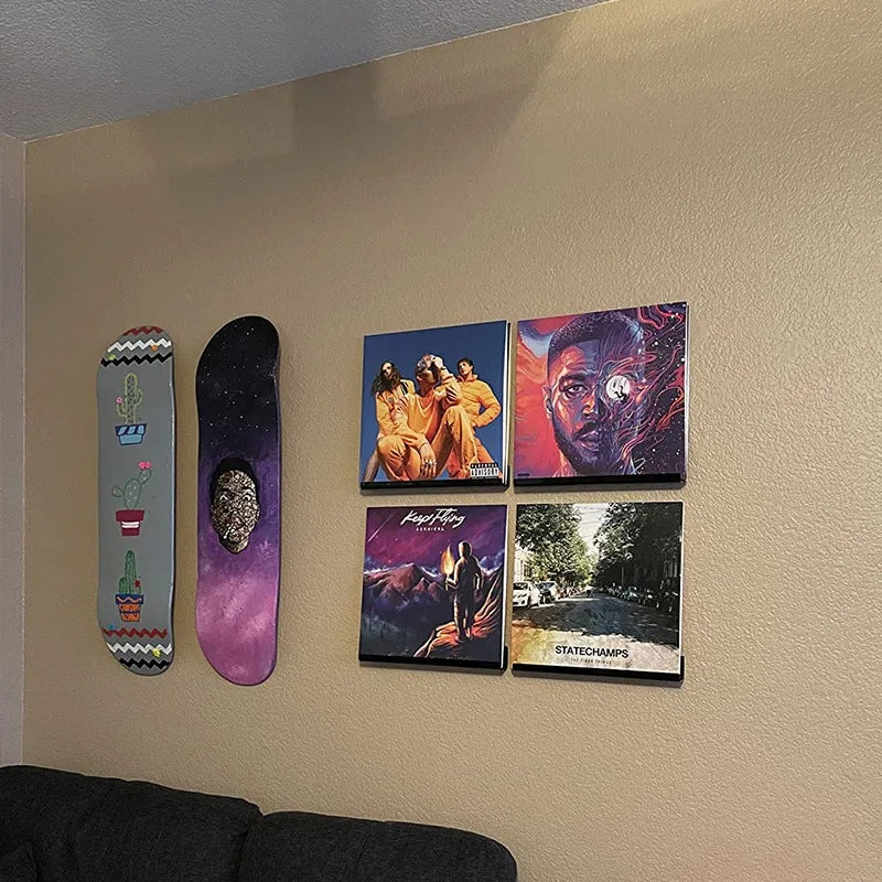 Acrylic Wall-Mounted Record Shelf – Transparent Display for Vinyl Collection