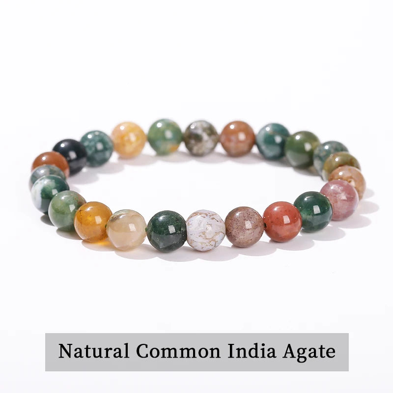 Natural Stone Bead Bracelet – Healing Crystal Gemstone Jewelry for Men and Women