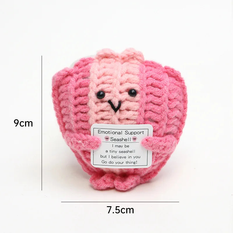 Handmade Wool Crochet Dog Doll – Positive Affirmation Plush for Home Decor