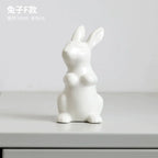 Ceramic Rabbit Figurine – White Porcelain Bunny Decor for Home Office