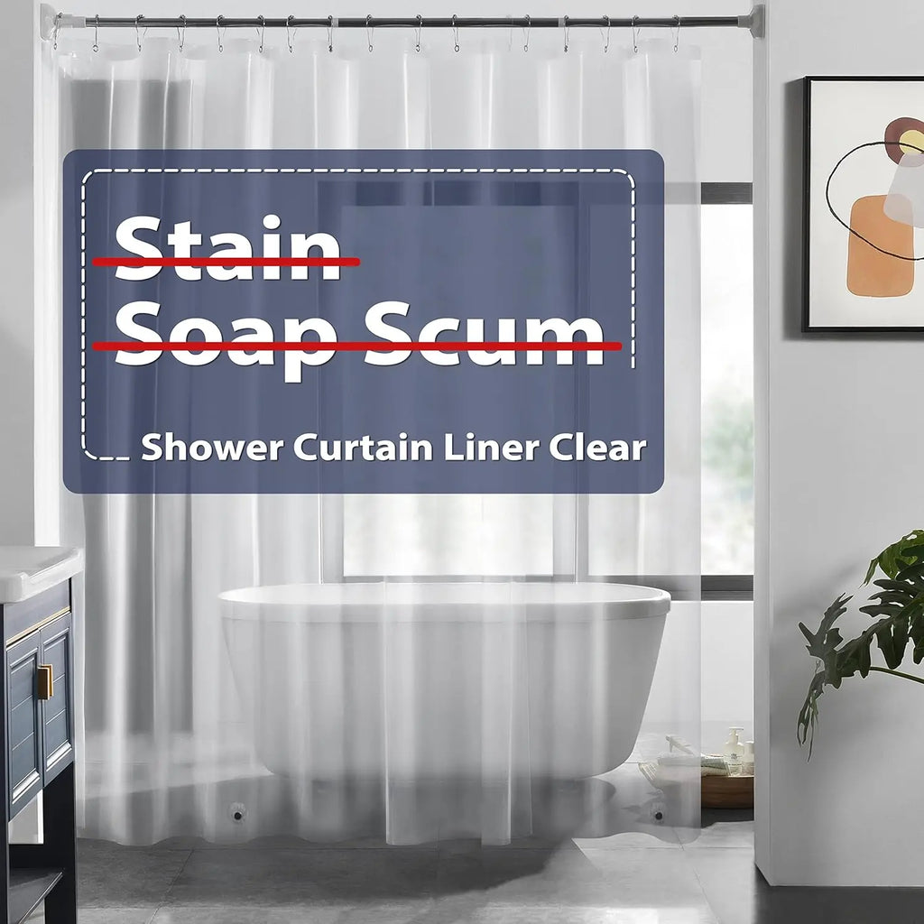 Clear PEVA Shower Curtain – Waterproof Mildew-Resistant Liner for Bathroom