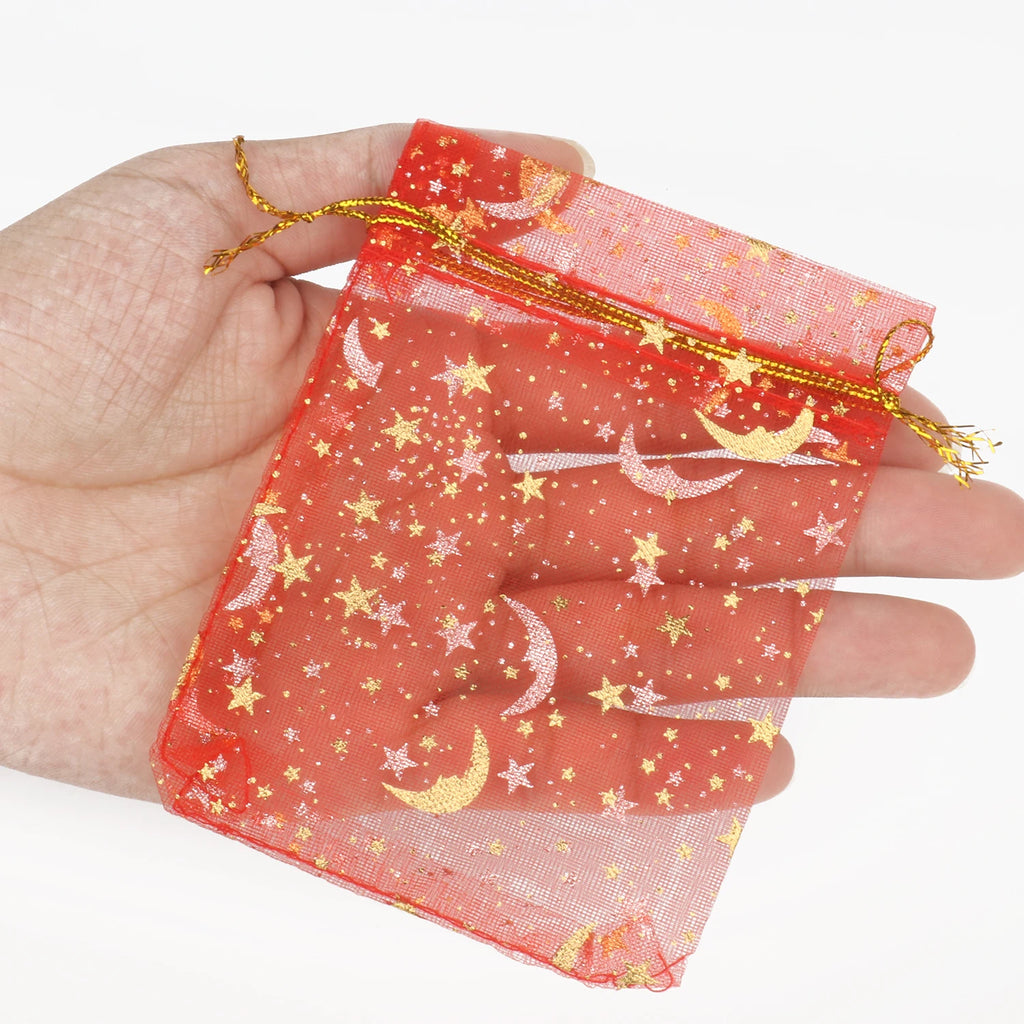 Star Moon Organza Drawstring Bags – Gift Packaging for Jewelry and Weddings