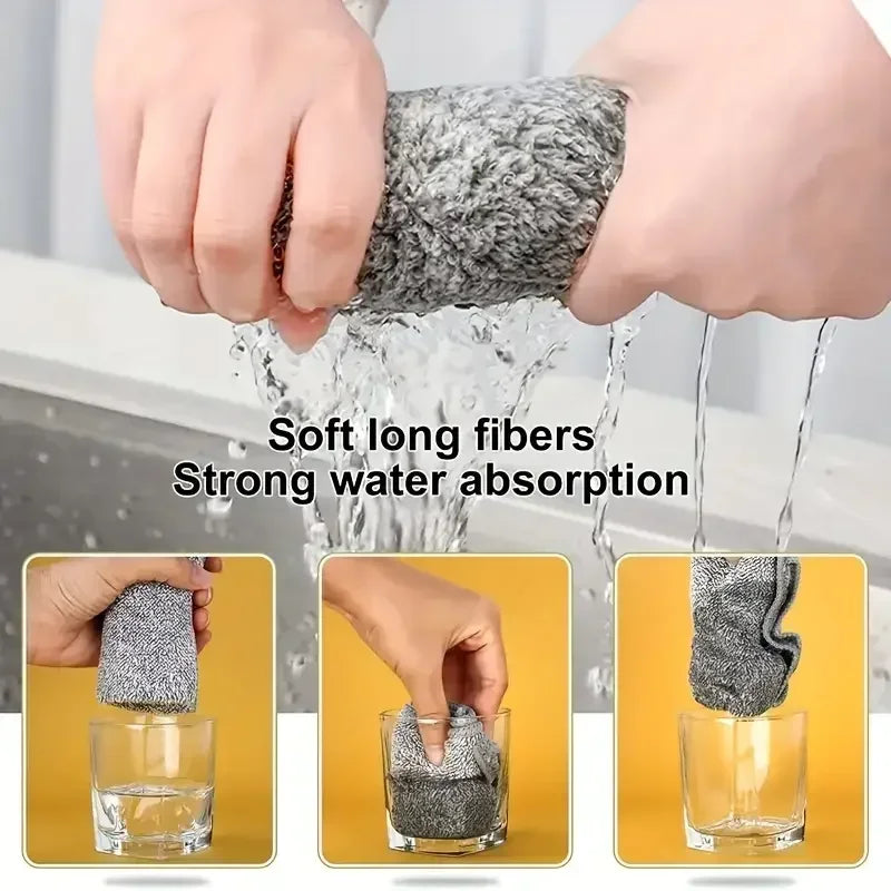 Bamboo Charcoal Dishcloths – Super Absorbent Anti-Grease Kitchen Cleaning