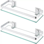 Tempered Glass Wall Shelf – Bathroom Storage Organizer for Shower Accessories