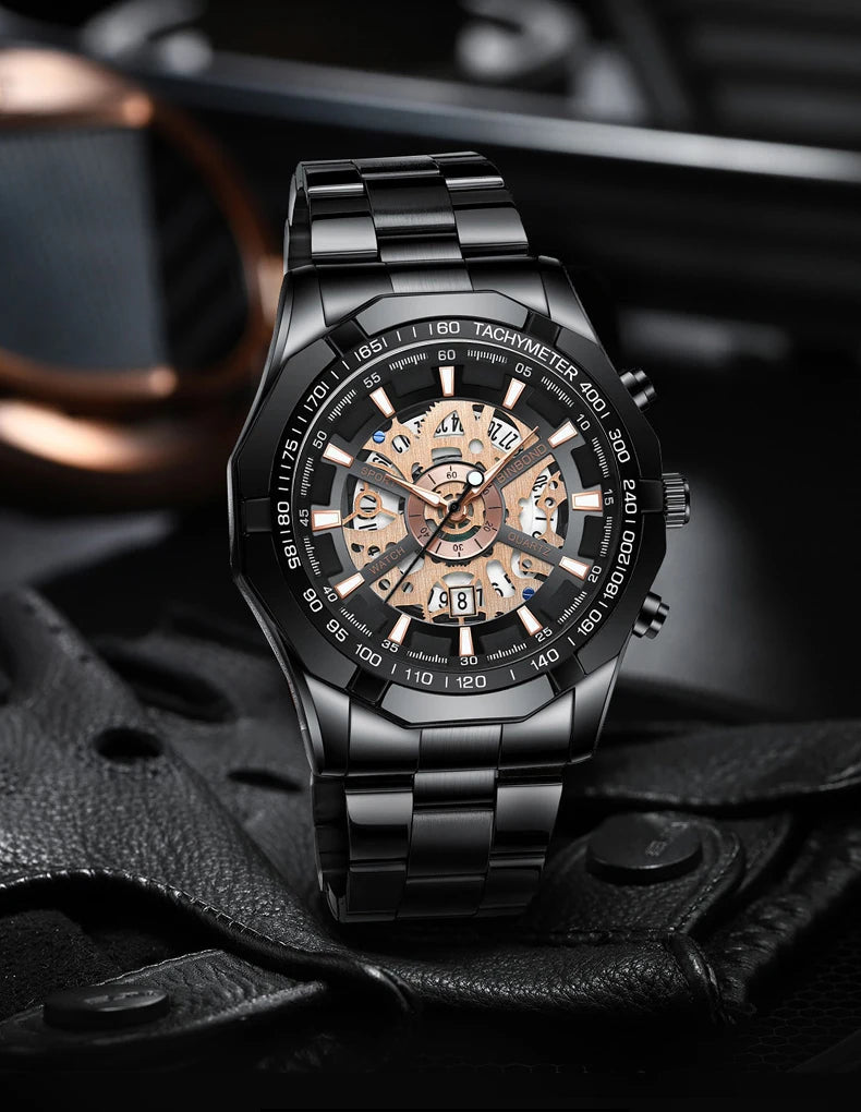 Stainless Steel Quartz Watch – Waterproof Luminous Calendar for Business Men