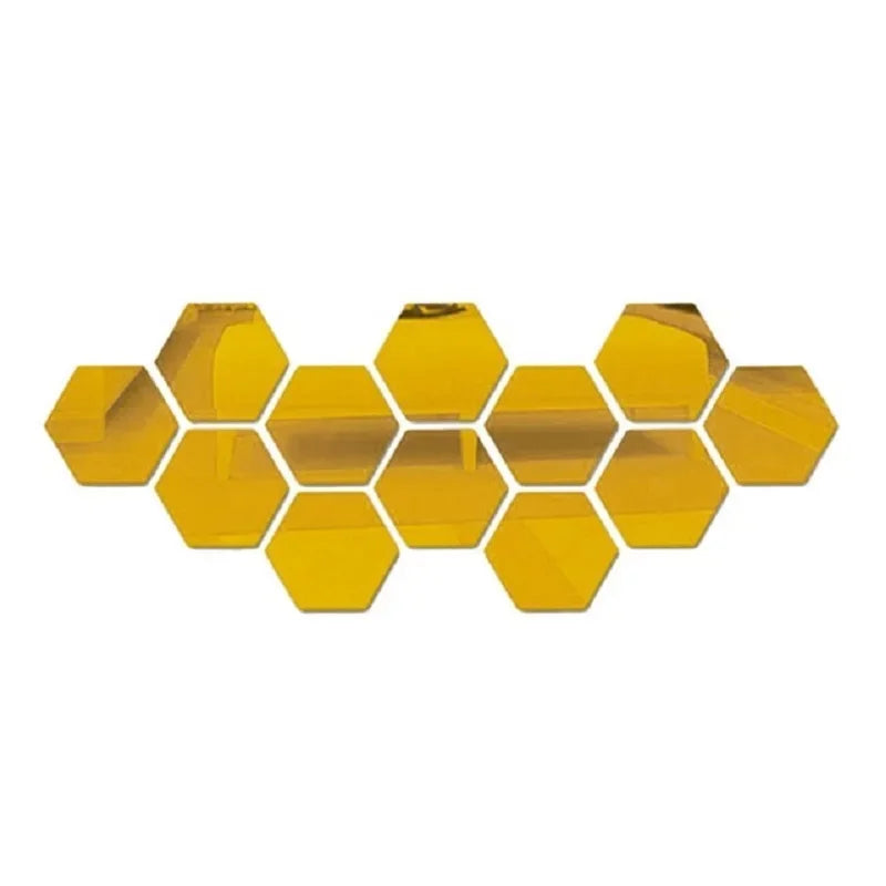 Hexagon Acrylic 3D Mirror Wall Stickers – Self-Adhesive Decor for Home