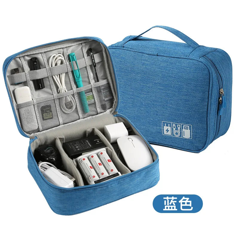 Waterproof Travel Cable Organizer – Double Layer Case for Electronics