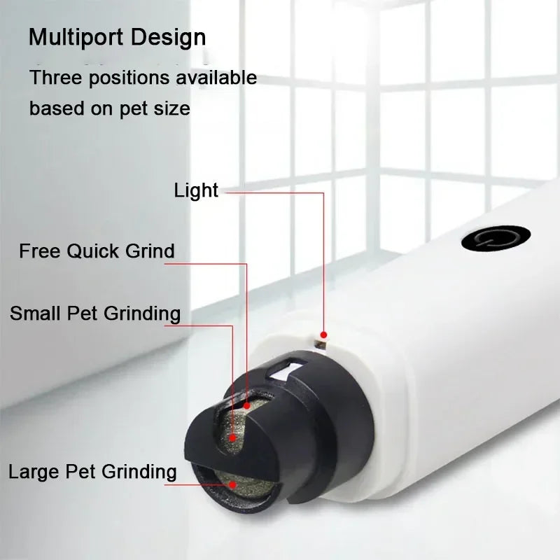 Electric Pet Nail Grinder – USB Rechargeable LED Grooming Tool for Cats and Dogs