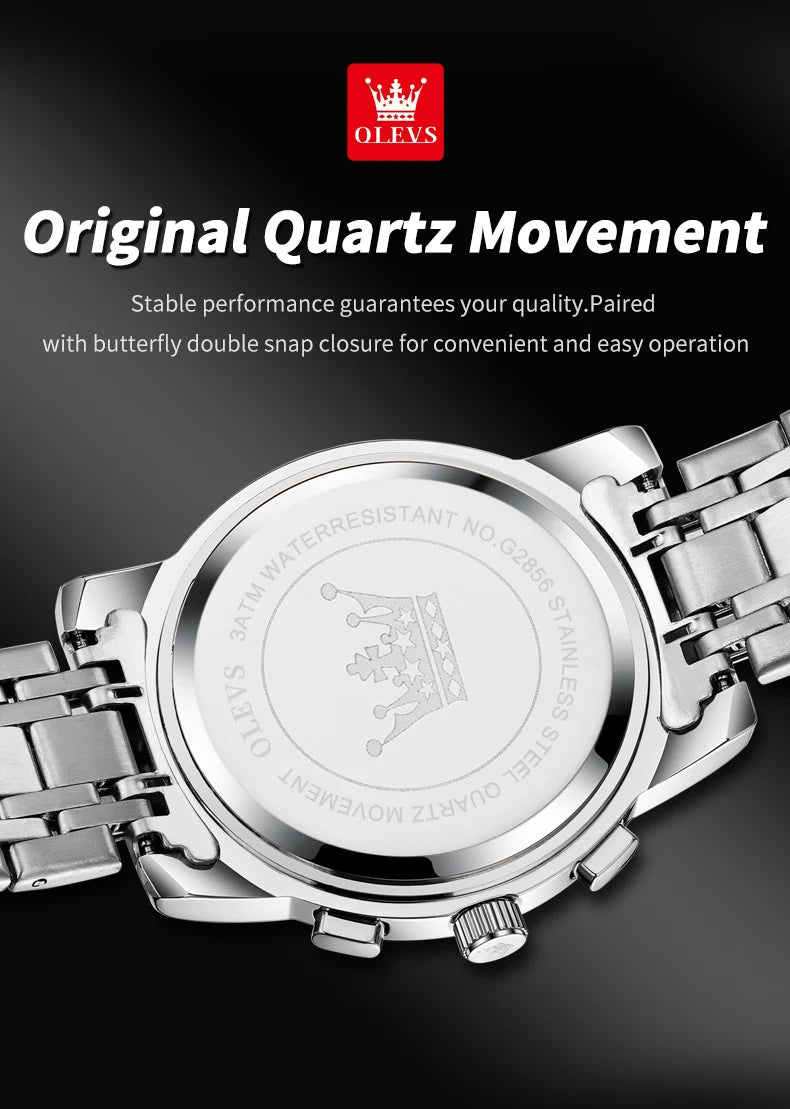 Quartz Chronograph Watch – Moon Phase Luminous Wristwatch for Men