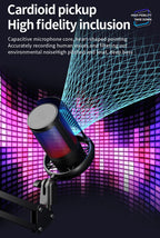 USB Condenser Microphone – RGB Gaming Podcast Mic for Studio Recording