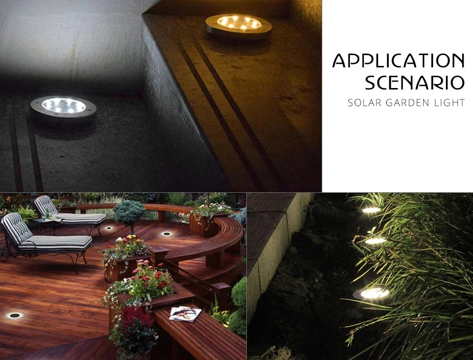 Solar LED Disk Lights – Waterproof Outdoor Landscape Path Lighting for Garden
