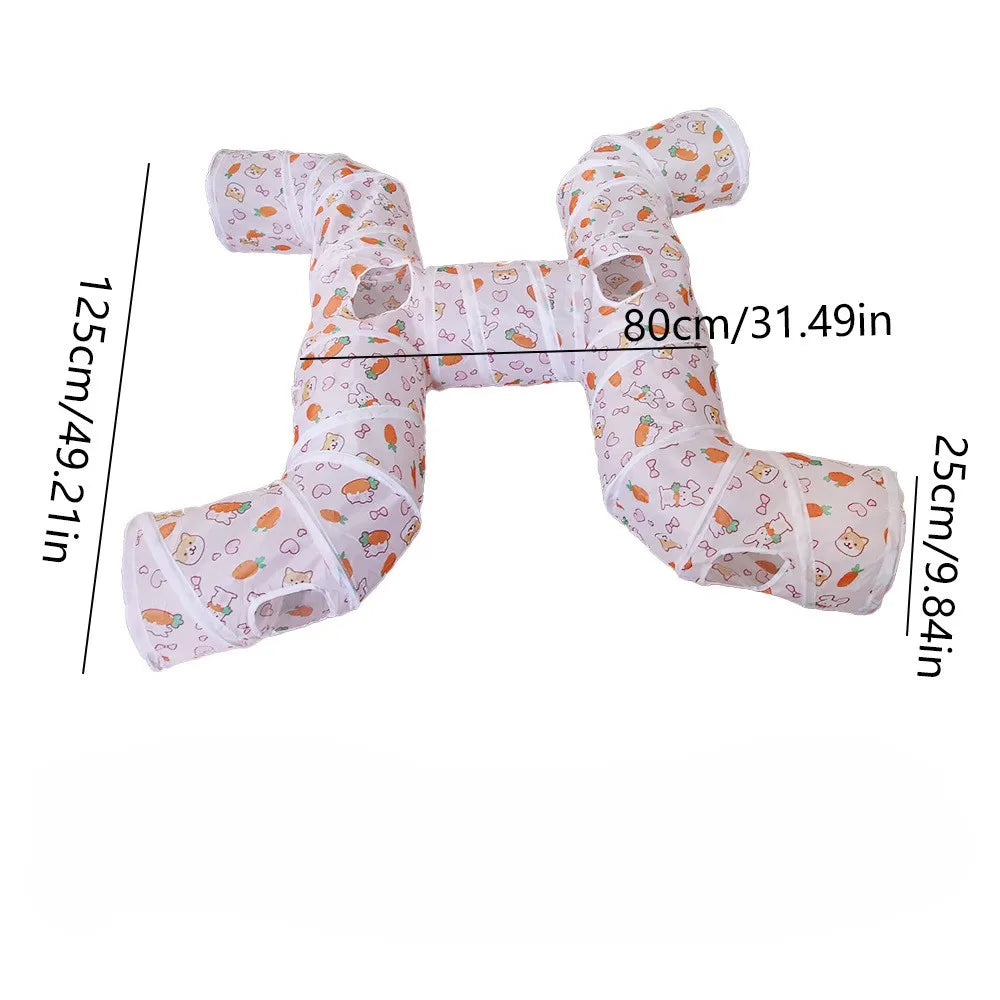 Foldable Rainbow Pet Tunnel – Multi-Exit Interactive Toy for Active Cats