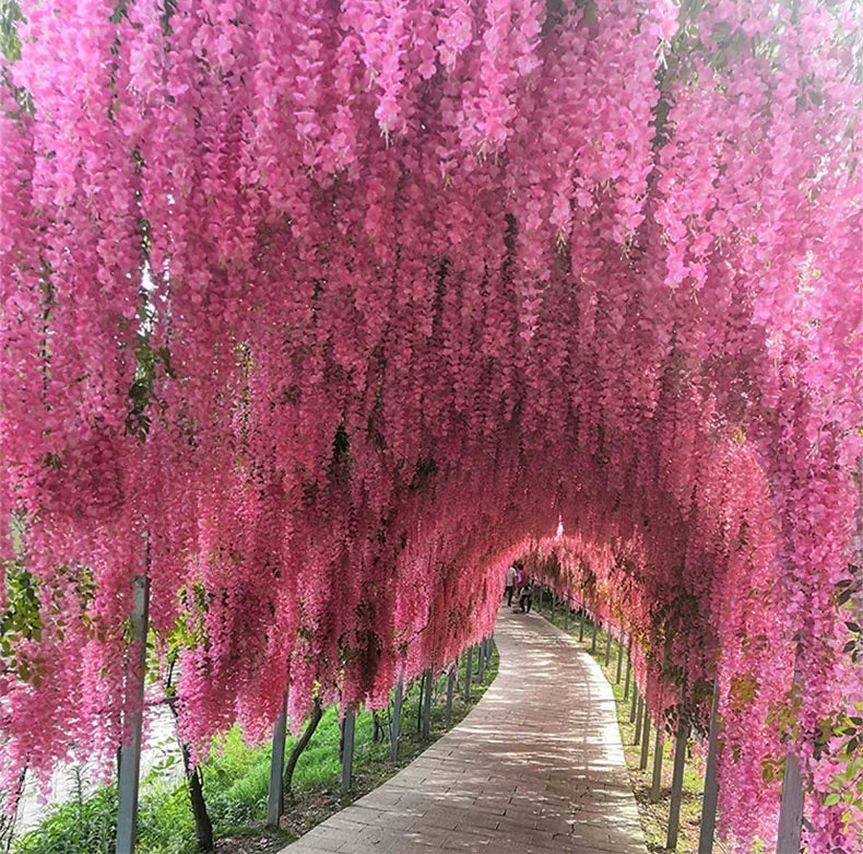 Silk Wisteria Hanging Vines – 110cm Artificial Flower Garland for Wedding Decor