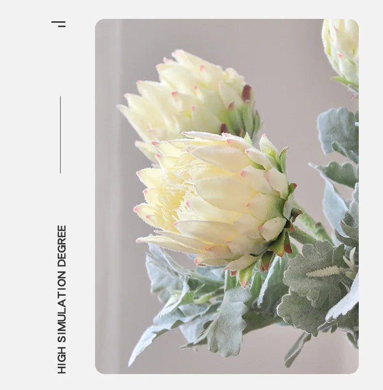 Artificial King Protea Flower – 25 Inch Faux Botanical for Home Wedding Decor