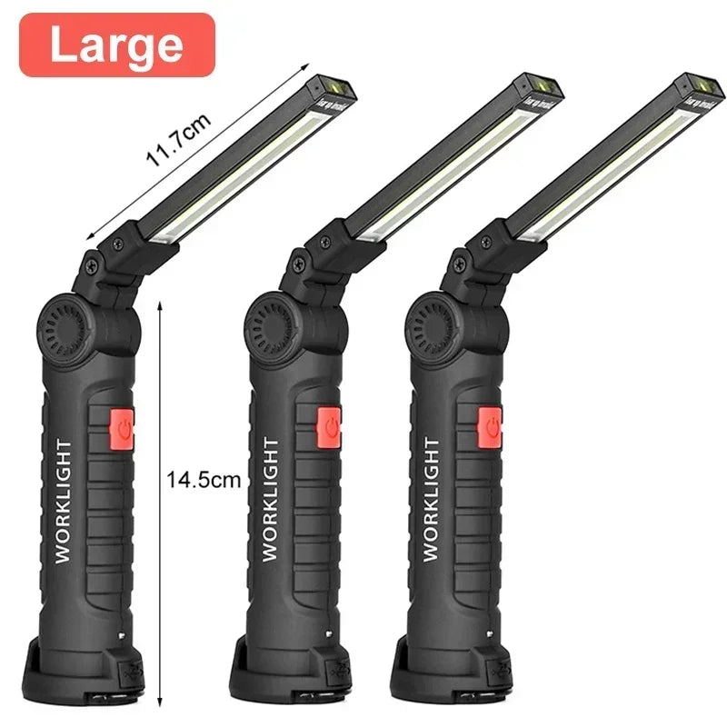 Rechargeable Magnetic Work Light – 360 Rotating Flashlight for Repair Camping