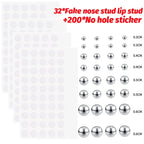 Fake Body Piercing Set – Adhesive Studs for Nose Lips and Eyebrows
