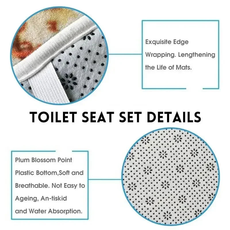 Abstract Marble Bath Mat Set – Geometric Non-slip Rugs for Bathroom Decor