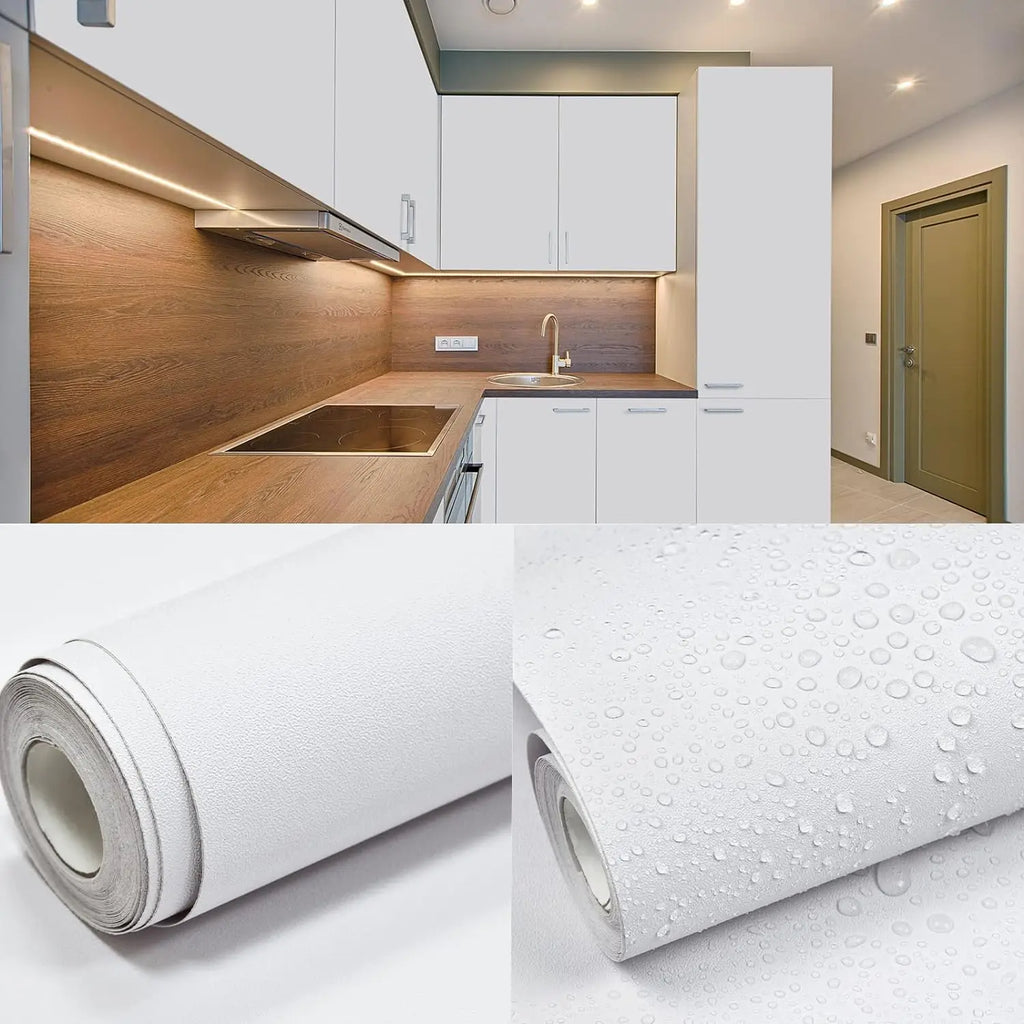 Matte White Vinyl Wallpaper – Waterproof Self-Adhesive Film for Home Decor