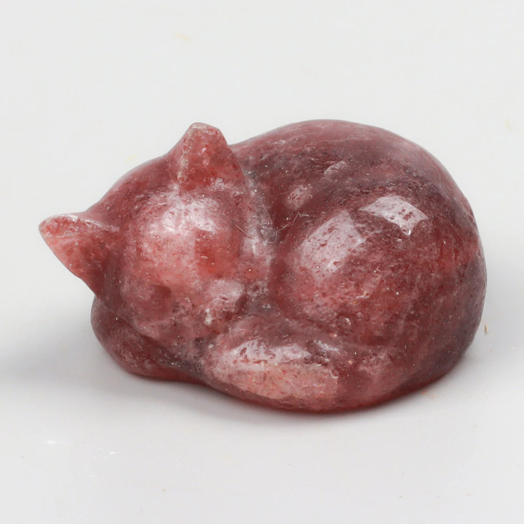 Carved Crystal Cat Figurine – Natural Stone Animal Statue for Home Decor