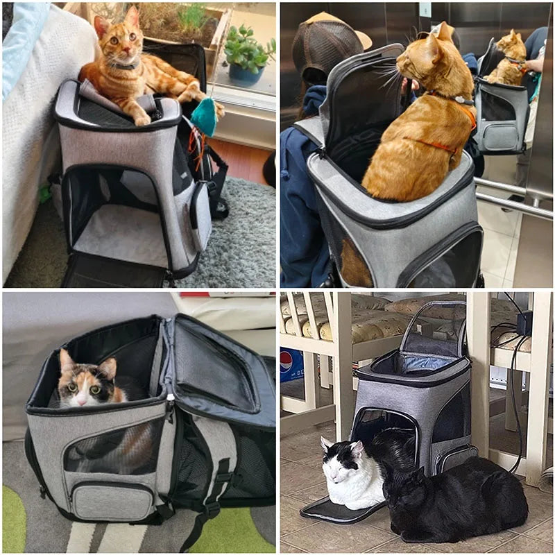 Expandable Pet Carrier Backpack – Breathable Travel Bag for Cats and Dogs