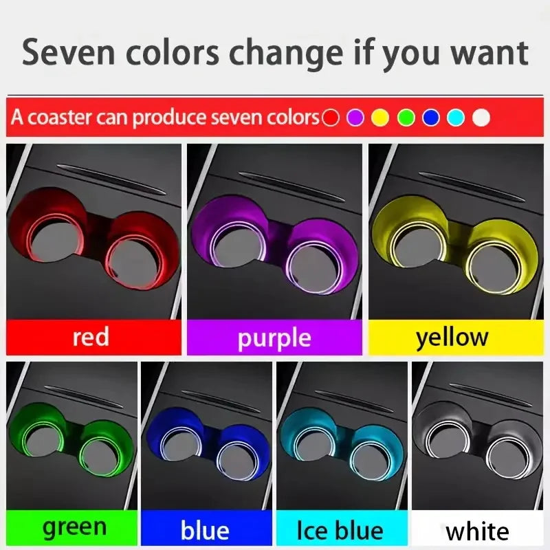LED Car Cup Holder Coasters – Light Sensor Atmosphere Mats for Auto Interior
