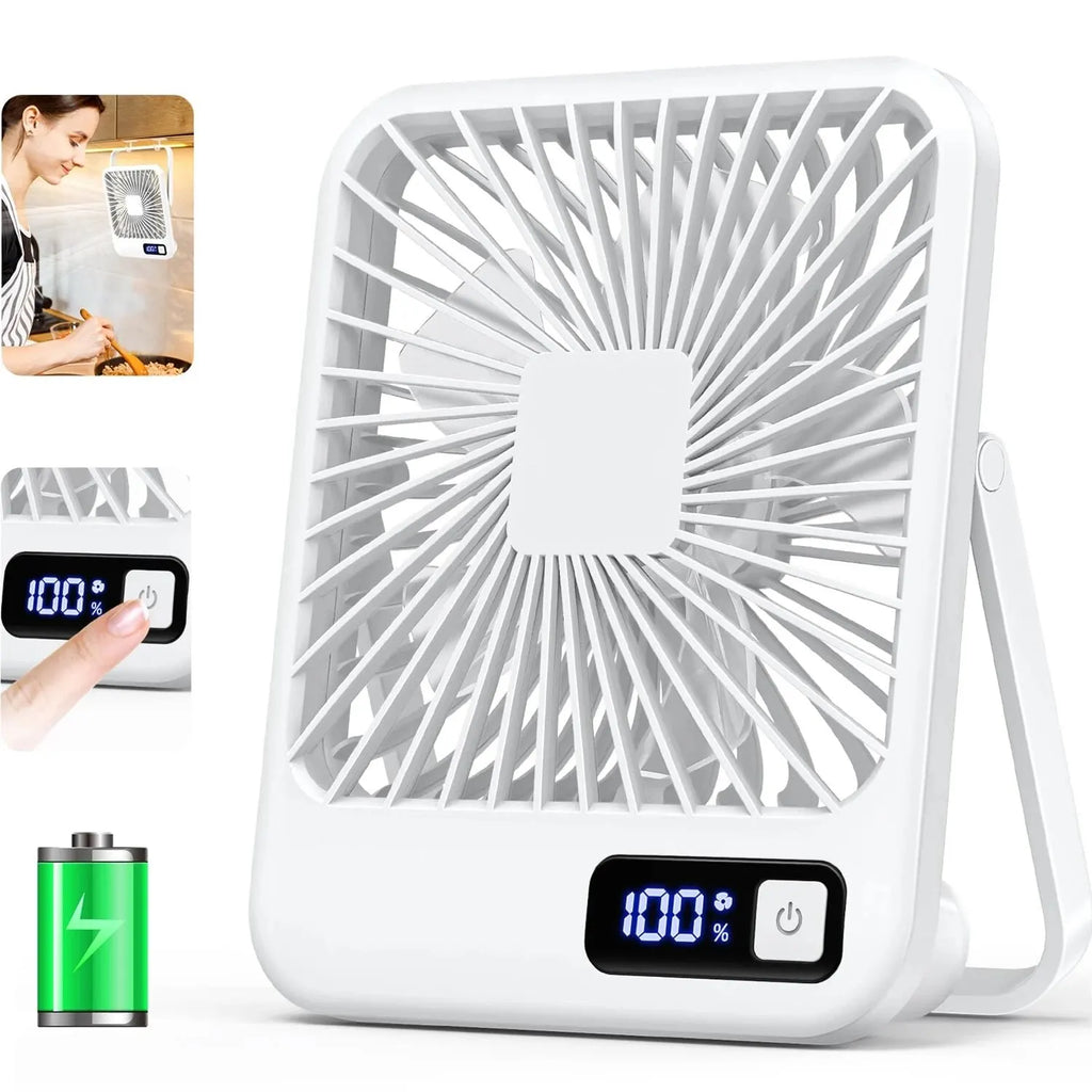 Portable USB Desk Fan – Rechargeable 5-Speed Cooling for Office and Travel