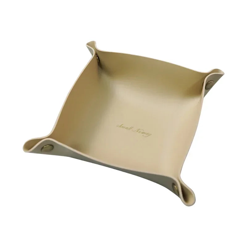 Folding Leather Storage Tray – Nordic Desktop Organizer for Jewelry and Keys