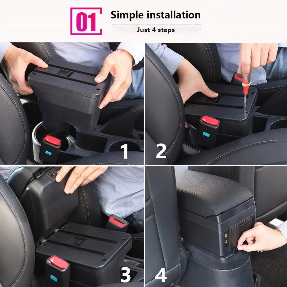 Center Console Armrest Box – Storage Organizer for Peugeot 208 2012-2018