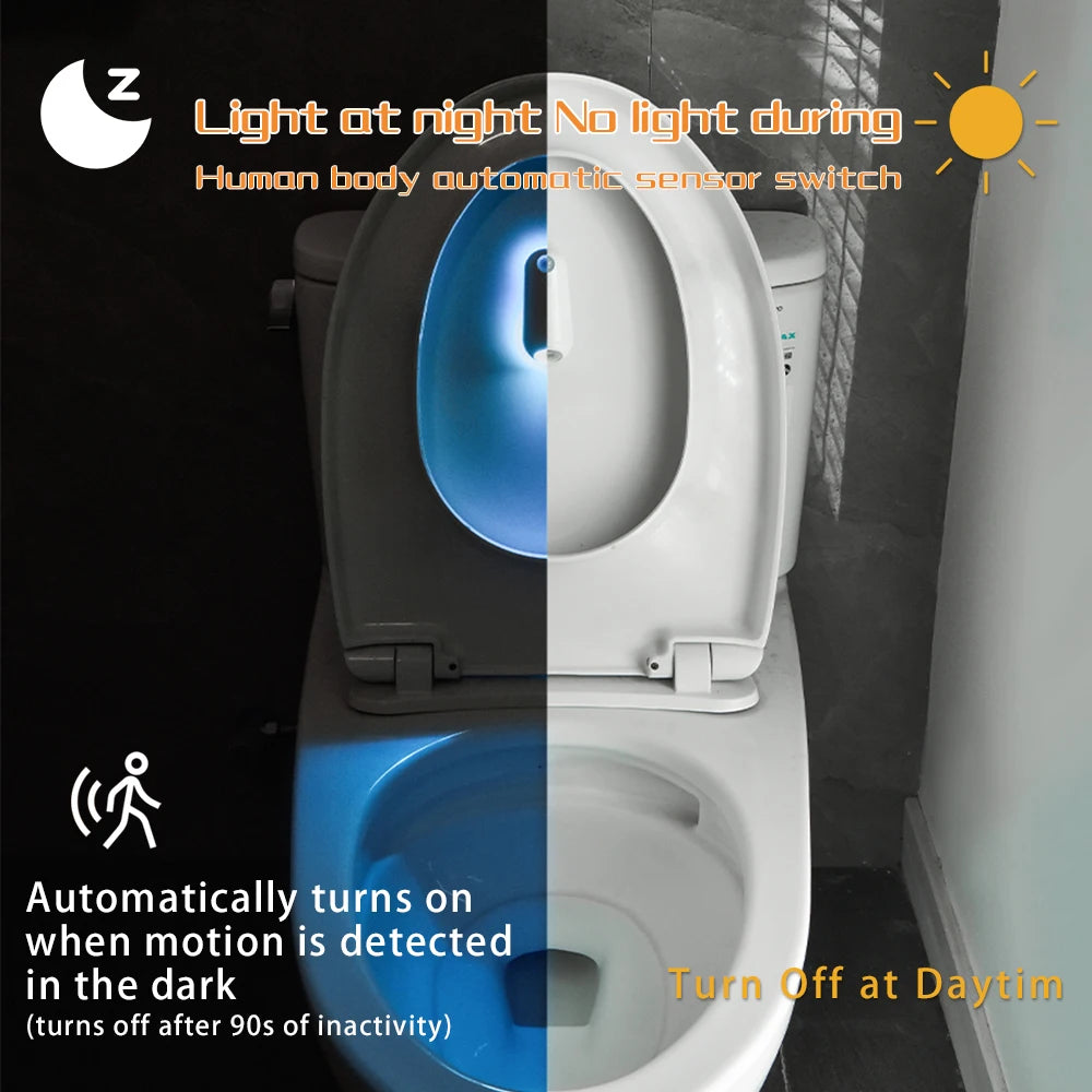 Motion Sensor Toilet Night Light – 7-Color LED Glow for Bathroom Decor