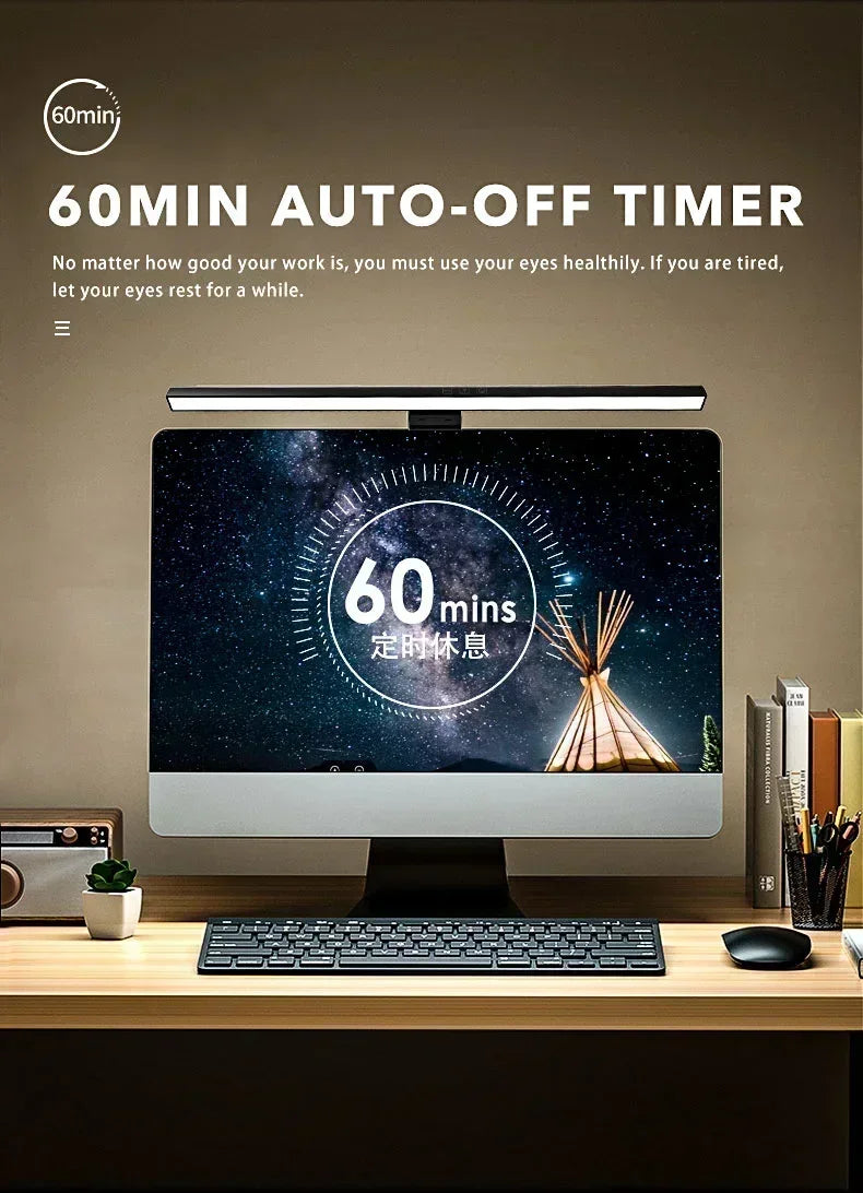 Dimmable LED Monitor Light Bar – Adjustable Desk Lamp for Reading and Study