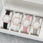 Arabic Dial Quartz Wristwatch – Leather Strap Casual Gift for Women