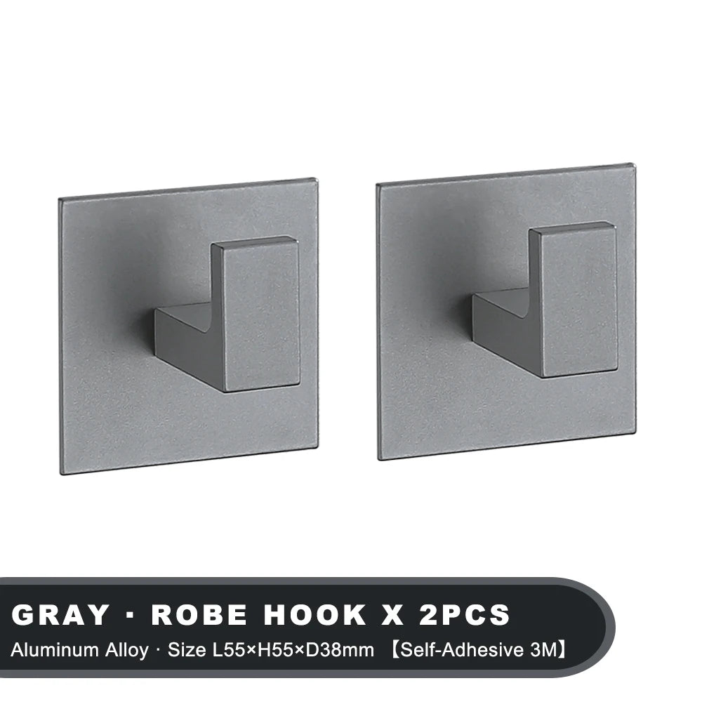 Adhesive Wall Hooks – Heavy Duty Black Hangers for Bathroom and Kitchen