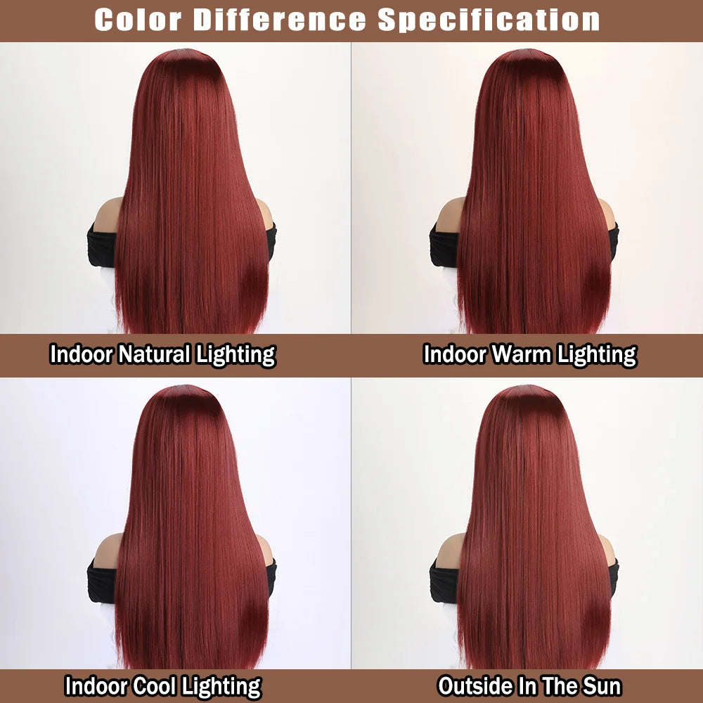 Long Straight Synthetic Wig – 26-Inch Colored Hair for Cosplay Halloween