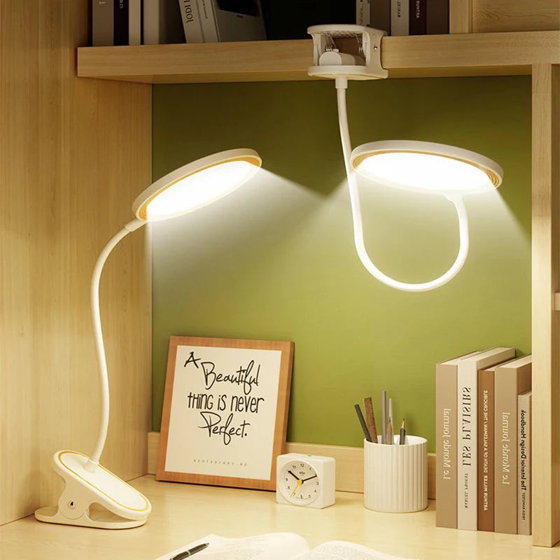 Rechargeable Clip-On LED Desk Lamp – Eye-Protection Light for Bedside Reading