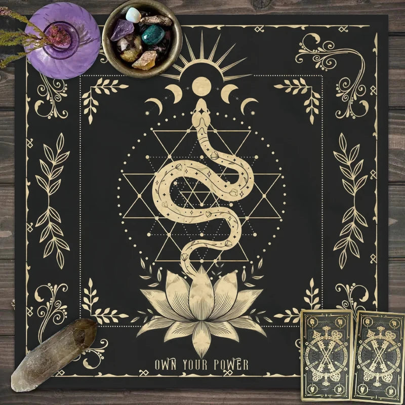 Snake Floral Tarot Tablecloth – Astrology Altar Decor for Divination Rituals