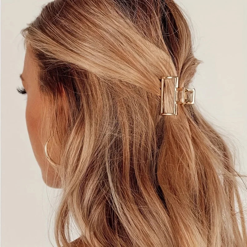 Gold Metal Heart Hair Claw Clips – Non Slip Geometric Barrettes for Daily Wear
