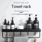 Bathroom Corner Shelf – Adhesive Black Shower Storage for Shampoo