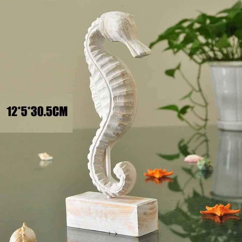Wooden Marine Ornament Set – Nautical Starfish Decor for Coastal Home Living