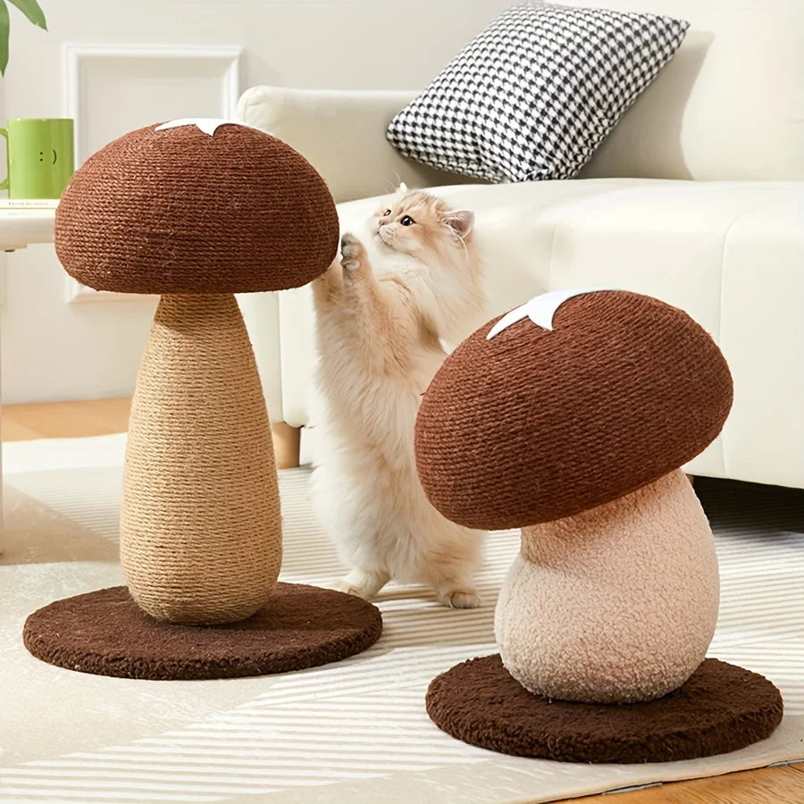 Mushroom Sisal Cat Scratcher – Durable Climbing Post for Indoor Play