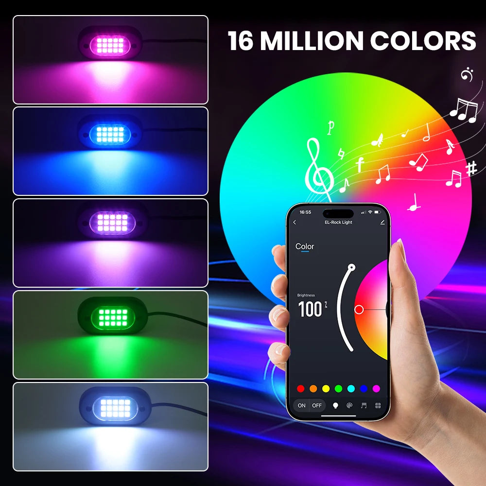 RGB LED Underglow Chassis Lights – Waterproof Exterior Decoration for Off-Road Trucks
