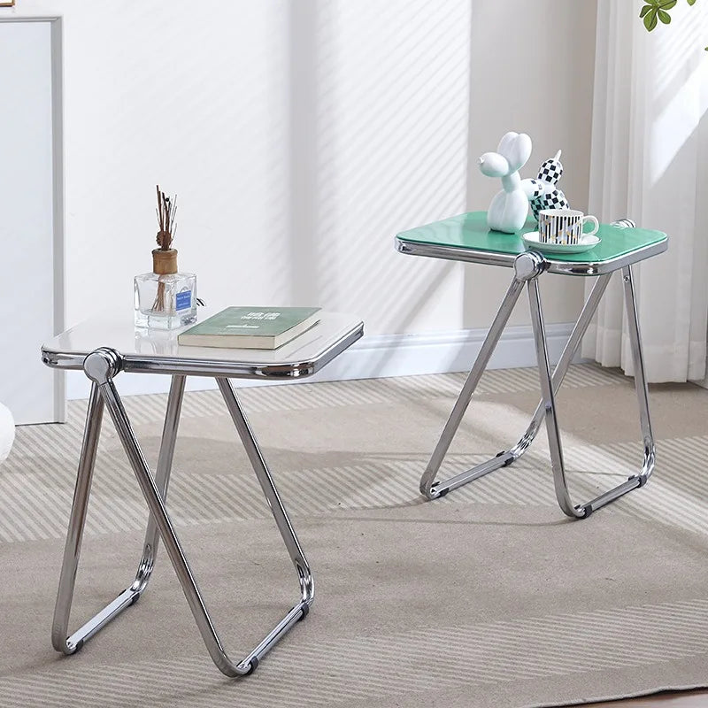 Transparent Acrylic Folding Side Table – Modern Coffee Table for Living Room