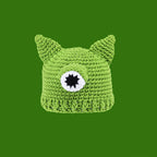 Knitted Monster Balaclava – Green Devil Hat for Halloween Cosplay Costume