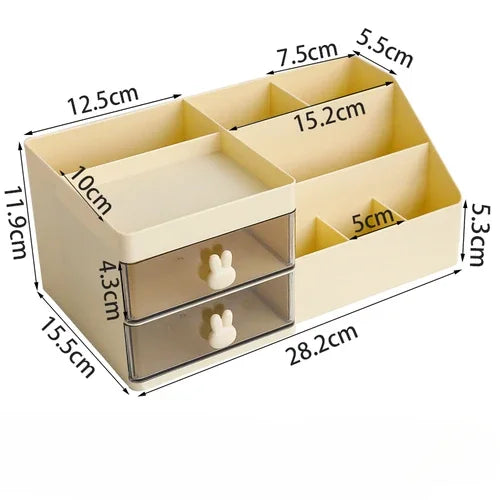 Transparent Desktop Organizer – Multi-Drawer Storage for Office Stationery