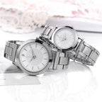 Stainless Steel Couple Watch – Silver Mesh Quartz for Fashion Accessories