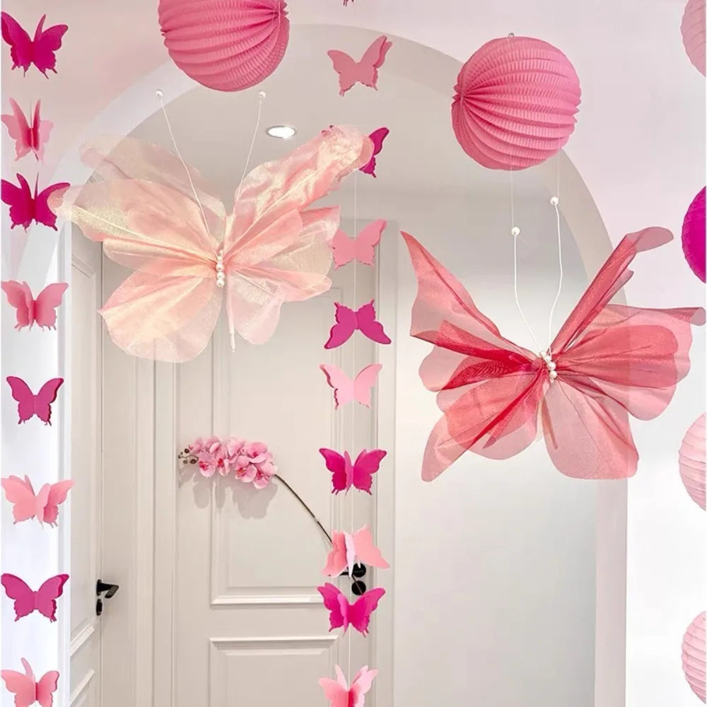 Large 3D Gauze Butterfly Decoration – Hollow Hanging Display for Weddings