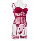 Mesh Lingerie Bodysuit Set – Backless Lace 3 Piece Lingerie for Women