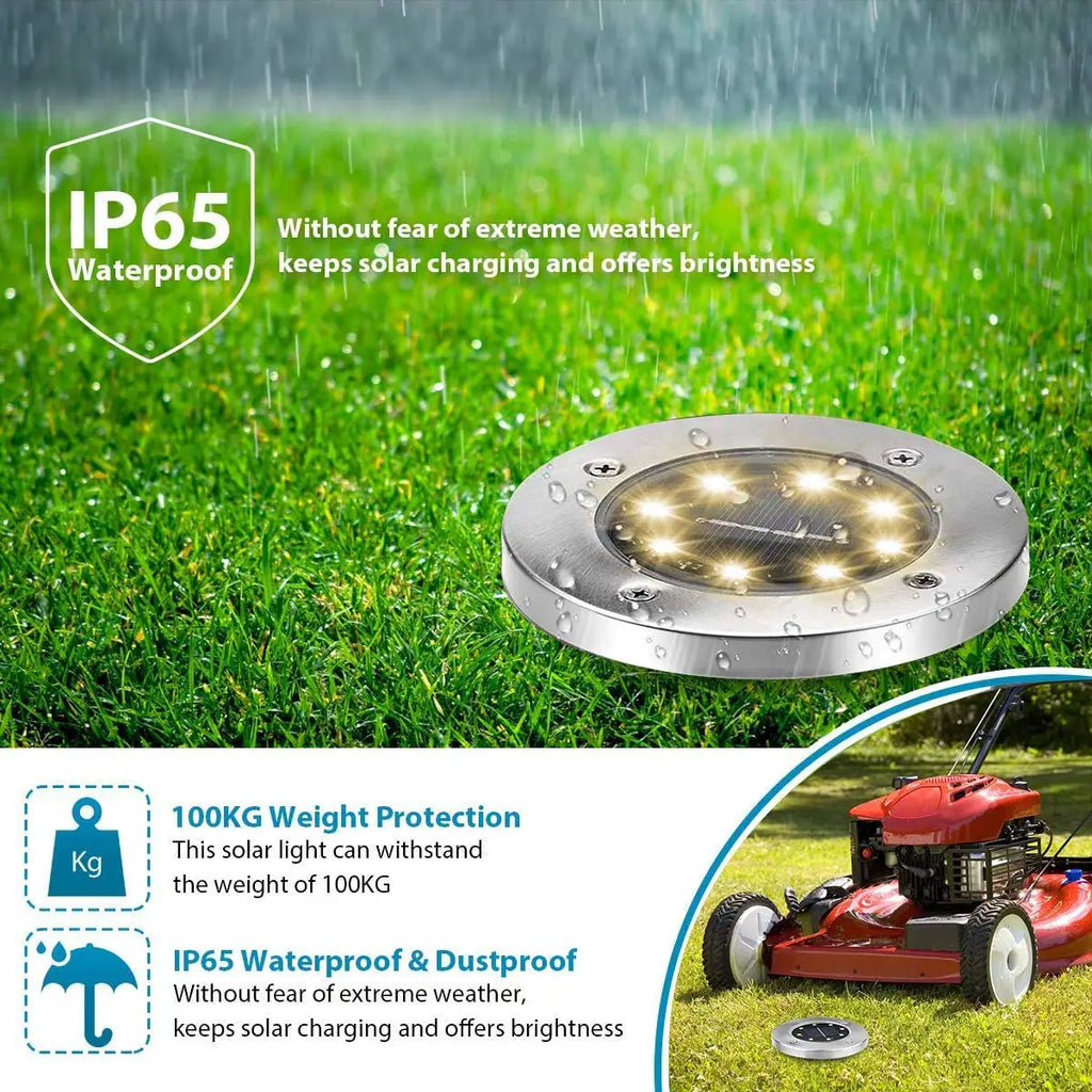 Solar LED Disk Lights – Waterproof Outdoor Landscape Path Lighting for Garden